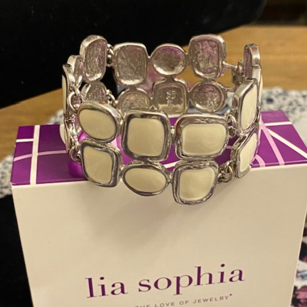 Lia Sophia "FRENCH TIP" Double Link Bracelet